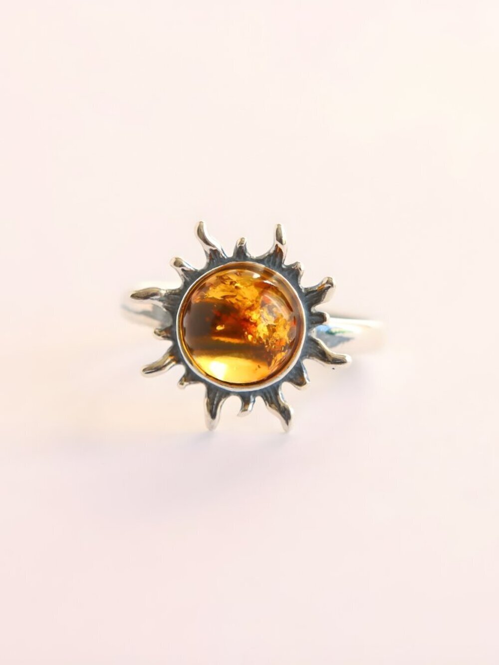 Baltic Amber Sun Ring in Sterling Silver - Picture 3 of 6